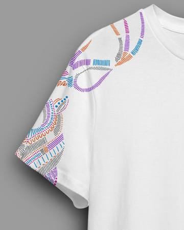 Unisex Multicolor Deer Embroidery T-shirt