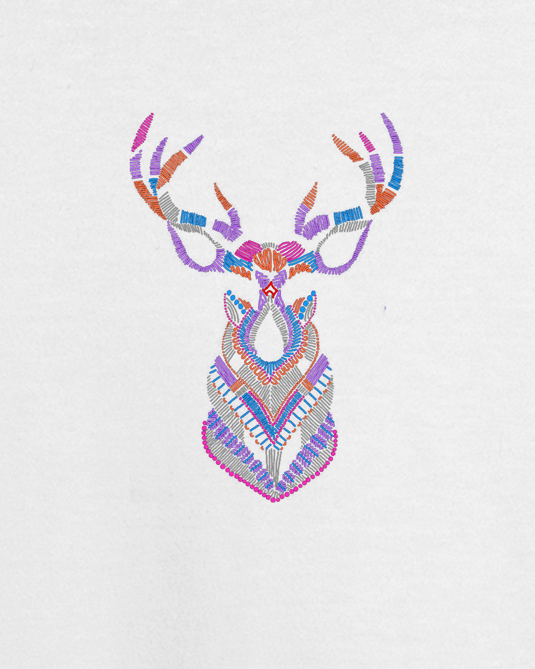 Unisex Multicolor Deer Embroidery T-shirt