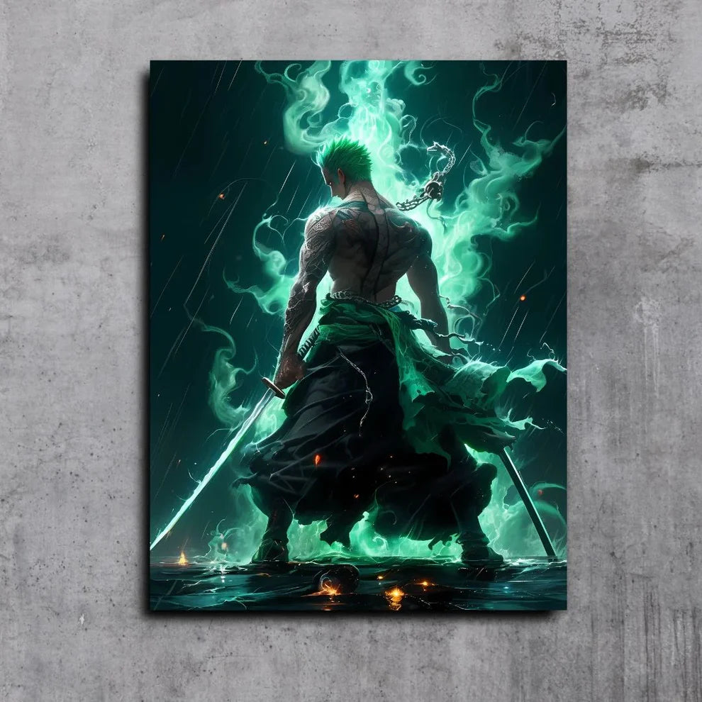 Zoro One Piece - Green Back View
